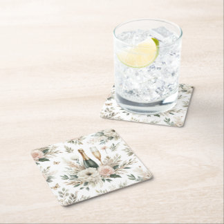 Blush Floral Champagne Coasters Rechteckiger Pappuntersetzer