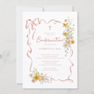Blush Floral Confirmation Invitation