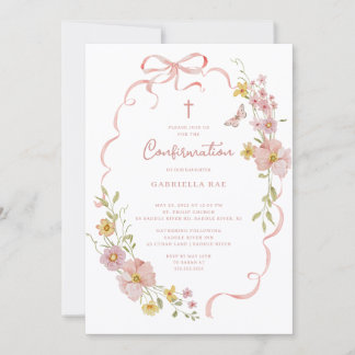 Blush Floral Confirmation Invitation