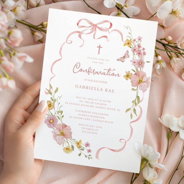 Blush Floral Confirmation Invitation (Créateur téléchargé)
