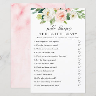 Blush Floral, der die Bride besten Game Cards kenn