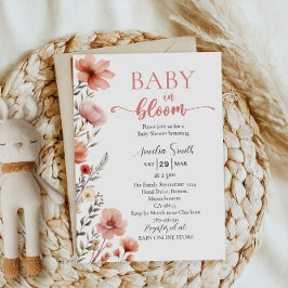 Blush Floral Elegantes Baby in Blütendusche Einladung