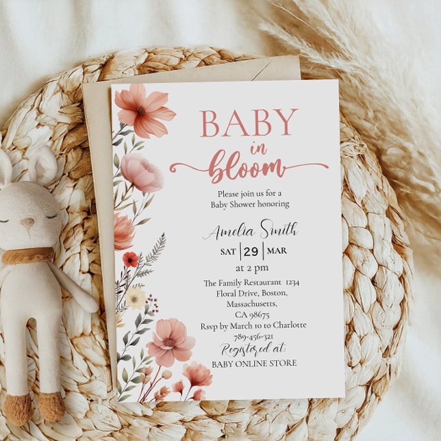 Blush Floral Elegantes Baby in Blütendusche Einladung (Von Creator hochgeladen)