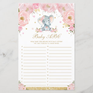 Blush Floral Elephant Baby ABC Baby Shooting Game
