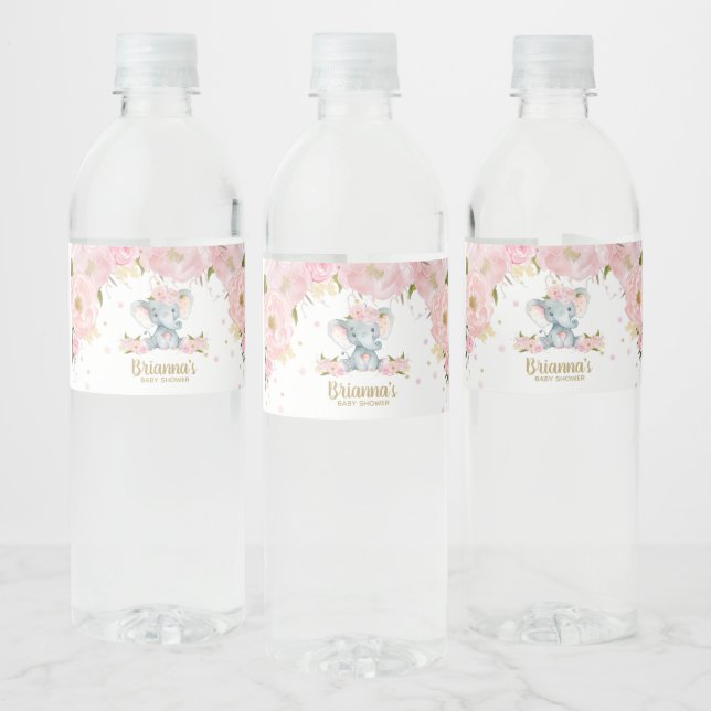 Blush Floral Elephant Baby Dusche (Flaschen)