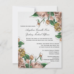 Blush Floral Formal Mariage Invitation