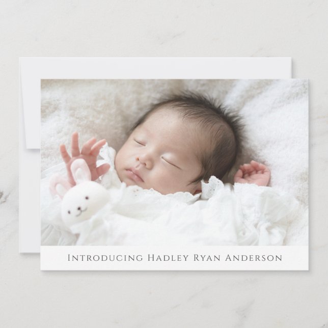 Blush Floral Foto Geburtserklärung für Mädchen Ankündigung (Vorderseite)