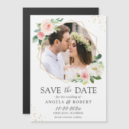Blush Floral Geometric Foto Speichern Sie das Datu Magnetkarte