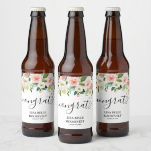 Blush Floral Glückwunschs Girl Abschluss Bierflaschenetikett