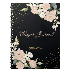 Blush Floral Gold Dot Personalisiertes Gebet Journ Notizblock