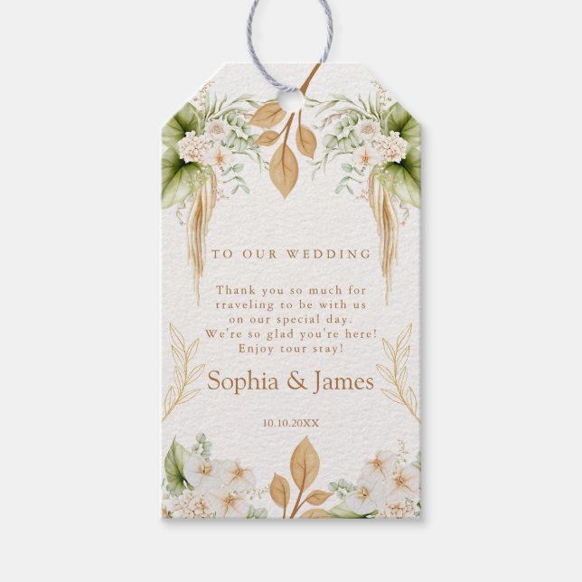 Blush Floral Gold Geometric wedding Geschenkanhänger (Vorderseite)