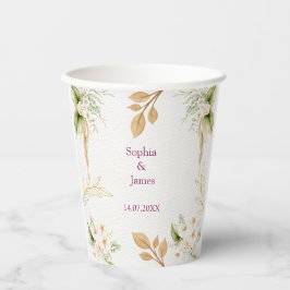 Blush Floral Gold Geometric wedding Pappbecher