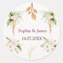 Blush Floral Gold Geometric wedding Runder Aufkleber