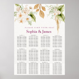 Blush Floral Gold Geometric wedding seating chart  Poster