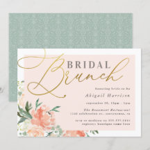 Blush Floral Gold Script Bridal Brunch