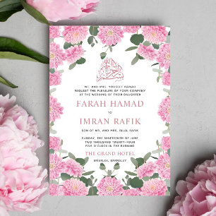 Blush Floral Greenerity Muslime Islamische Hochzei Einladung