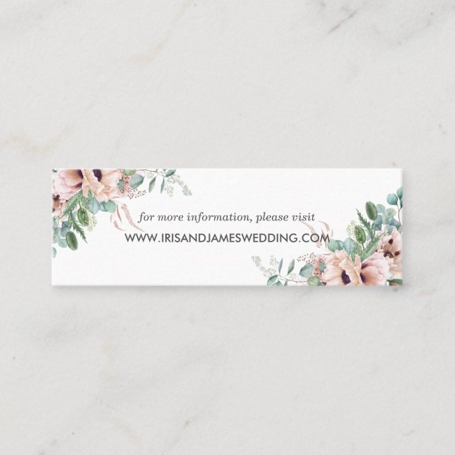 Blush Floral Greenery Site Mariage Carte Mini (Devant)