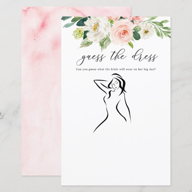 Blush Floral Gucken Die Dress Game Cards (Vorne/Hinten)