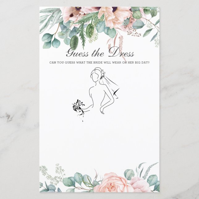 Blush Floral Gucken Sie das Dress Brautparty Game (Vorderseite)