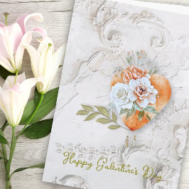 Blush Floral Heart with Baroque Plaster Texture Karte