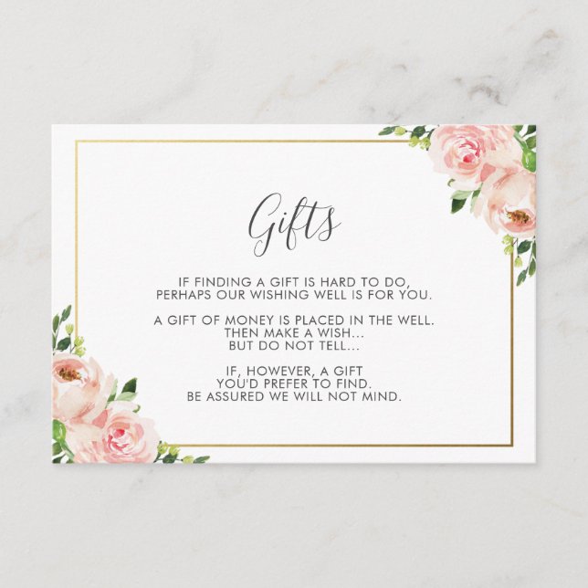 Blush Floral Hochzeit wünschend gut Begleitkarte (Vorderseite)