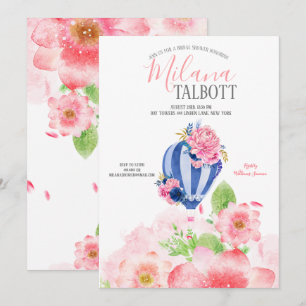 Blush Floral Hot Air Ballon Brautparty Einladung
