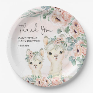 Blush Floral Llama Mama Eucalyptus Baby Showroom Pappteller