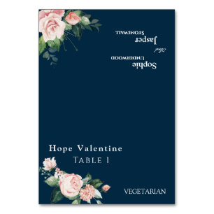 Blush Floral Marine Mariage Carte pliable