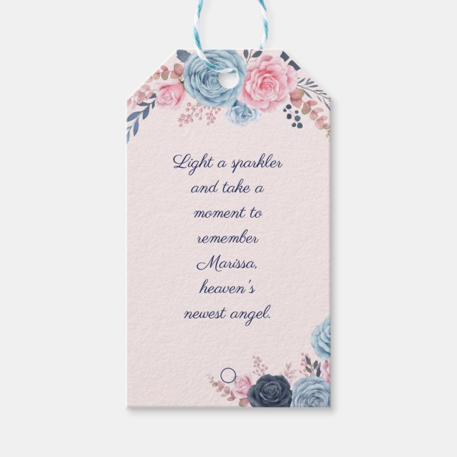 Blush floral Memorial Beerdigung Farewell Sparkler Geschenkanhänger (Vorderseite)
