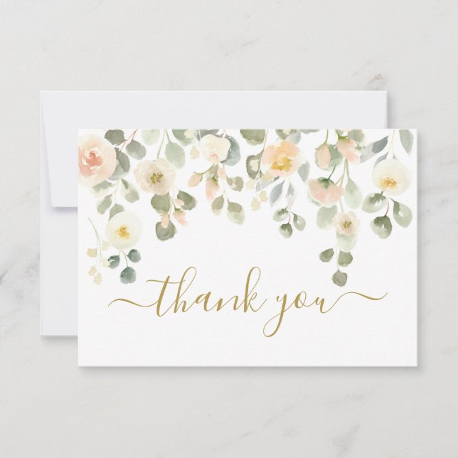 Blush Floral Merci carte de note (Devant)