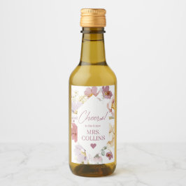 Blush Floral Mini Weinflasche Etikett