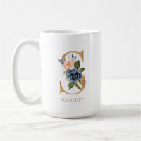 Blush Floral Monogram Letter "S" Personalisiert