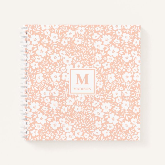 Blush Floral Monogram Notebook Journal (Devant)