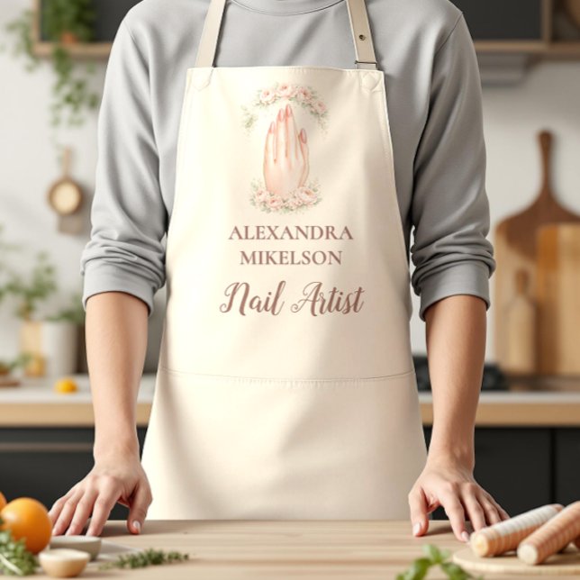 Blush Floral Nail Technician Business Schürze (Von Creator hochgeladen)