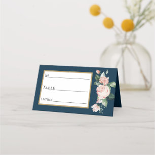 Blush Floral Navy Hochzeitsfeier Platzkarte