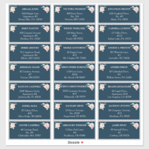 Blush Floral Navy Hochzeitsgast-Adressetiketten Aufkleber