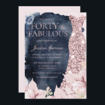 Blush Floral Navy Splash Gown 40. Geburtstag Party Einladung<br><div class="desc">Blush Floral Navy Splash Gown 40. Geburtstag Party Einladung Siehe Matching Kollektion in unserem Nest und Nest Store</div>