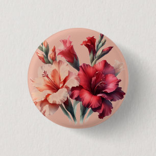 Blush Floral Peach Red Gladiolus Button