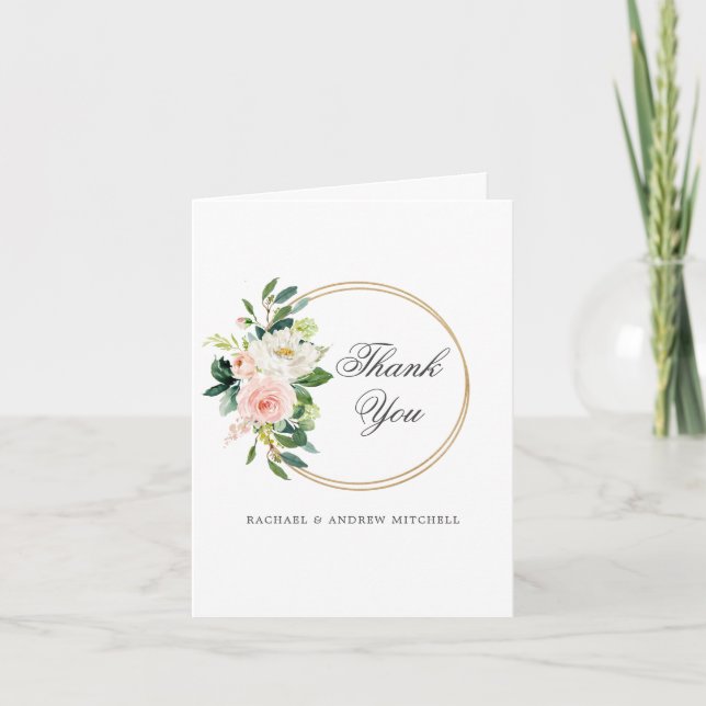 Blush Floral Personalisiert Danke (Vorderseite)