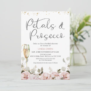 Blush Floral Petals and Prosecco Brautparty Einladung