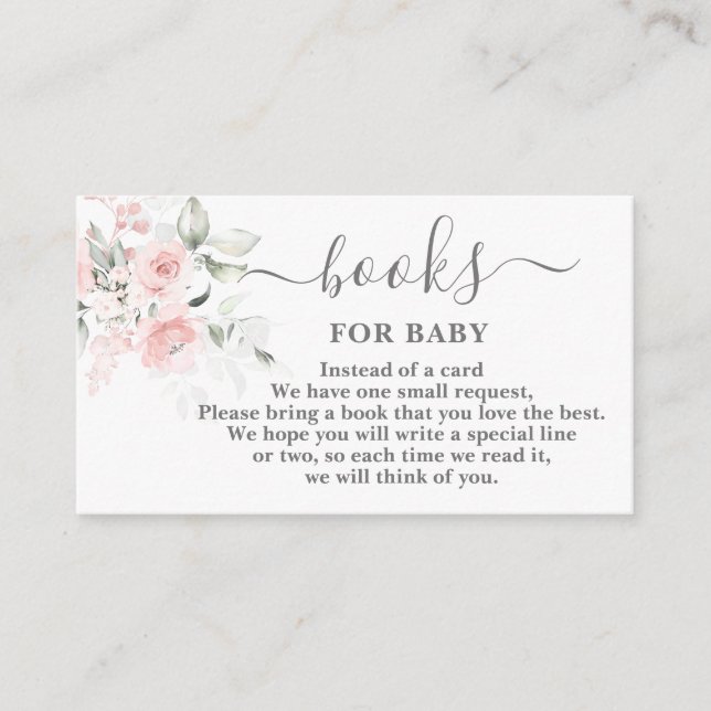 Blush Floral Pink Books for Baby Girl Card Begleitkarte (Vorderseite)