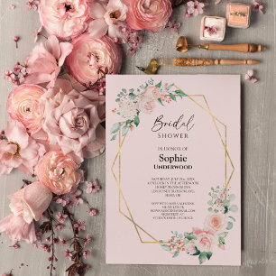 Blush Floral Pink Einfaches Hochzeitsstil Brautpar Einladung