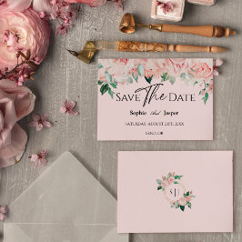 Blush Floral Pink Hochzeitsflasche Save the Date