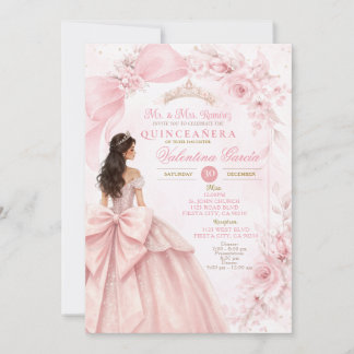 Blush Floral Pink Quinceañera Invitation Einladung