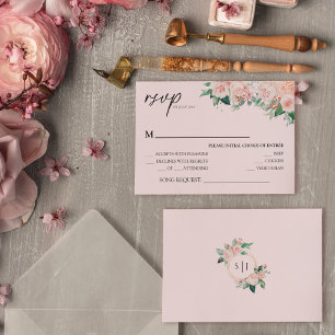 Blush Floral Pink Wedding Song Request RSVP Card Karte