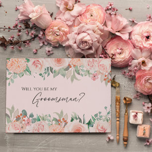 Blush Floral Pink Wedding Trauzeuge Vorschlag Card Einladung