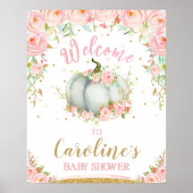 Blush Floral Pumpkin Baby Dusche Begrüßungszeichen