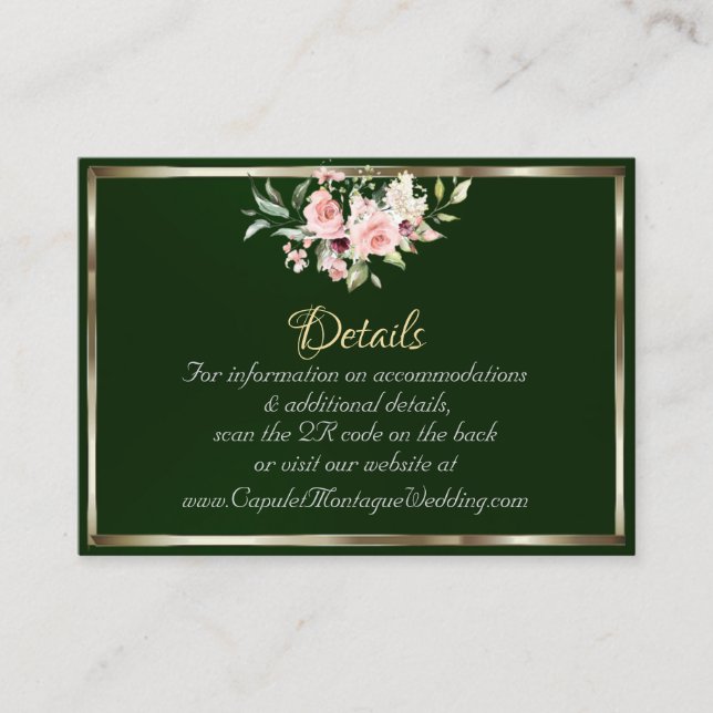 Blush Floral, QR Code - Emerald Begleitkarte (Vorderseite)