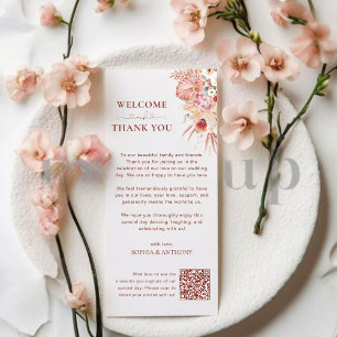 Blush Floral QR Code Hochzeit Danke Karte