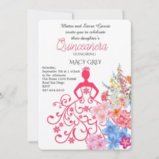 Blush Floral Quinceañera 15. Geburtstag Einladung